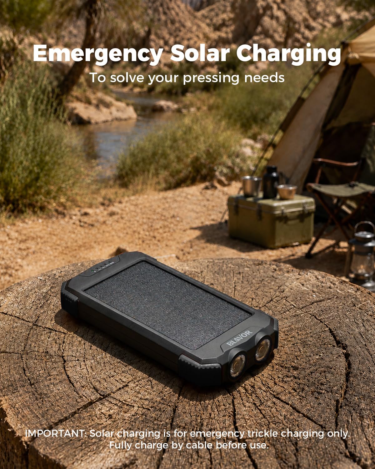 BLAVOR Solar Power Bank 10,000mAh Portable Wireless Charger for Cell Phones view 6