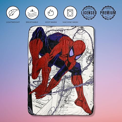 Miniatura 4 de Marvel Spider-Man Webslinger - Manta de forro polar de franela súper suave y ligera de 45 x 60 pulgadas