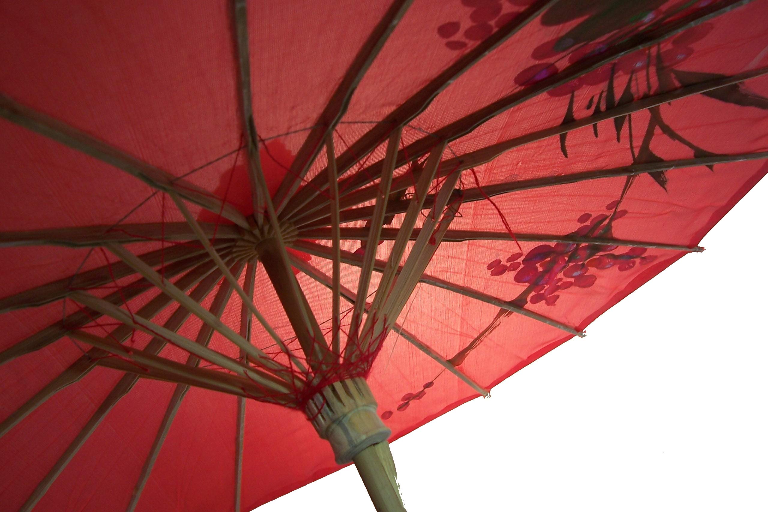 Sonnenschirm 001, Dekoschirm aus Kunstfaser, Wasserfest in rot aus Bambus