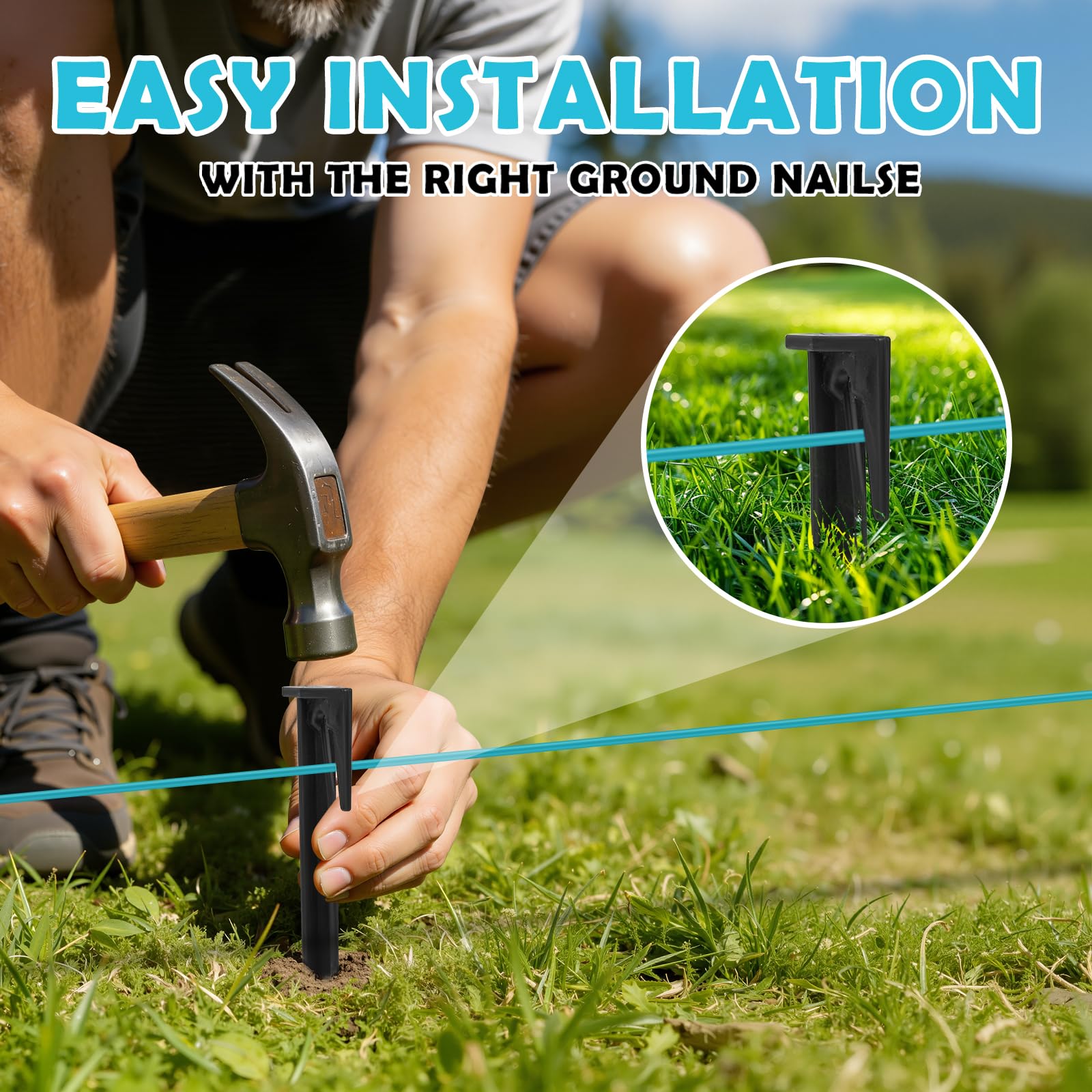 Cable Robot Tondeuse 100m + 50 Piquets + 15 Connecteurs de Câble + 15 Bornes de Connexion, Cable Tondeuse, pour Tondeuse à Gazon Compatible avec Bosch Gardena Husqvarna Worx Stihl etc