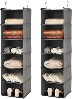 MAX Houser 6 Tier Shelf Hanging Closet Organizer,2 Pack, Grey