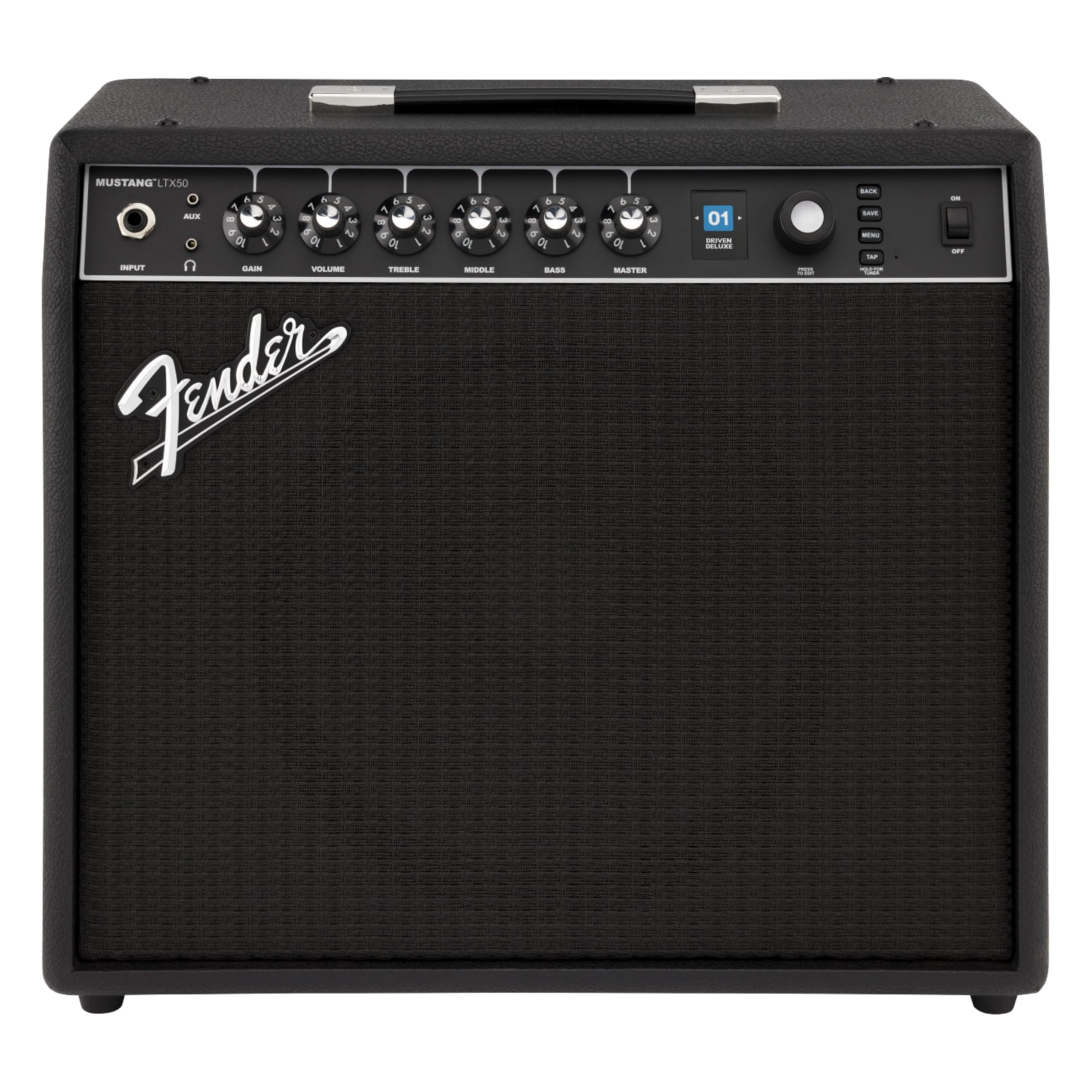 Amplificatore combo per chitarra Fender Mustang LTX50, 50 W con suoni versatili, 100 preset, 50 tipi di amplificatori ed effetti, interfaccia utente semplice