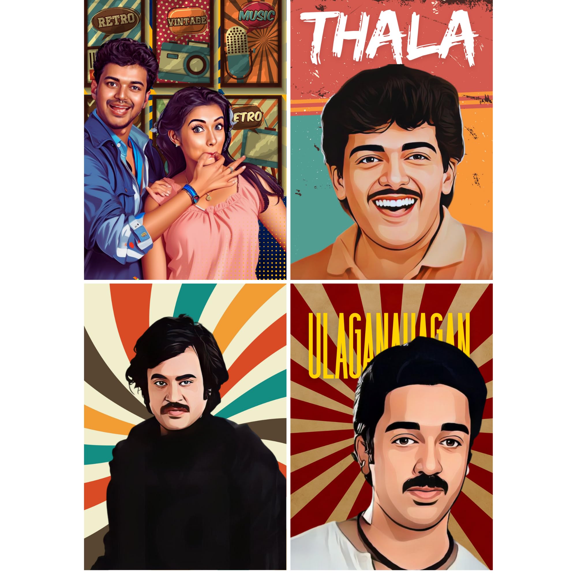 Tamil Movie Poster Wall Stickers - Self-Adhesive Glossy Sticker Photo Paper for Home Decor (Combo 4, A4 - Medium - 29 X 21 CM) (B0DJ4ZWX1K) Amazon Price History, Amazon Price Tracker