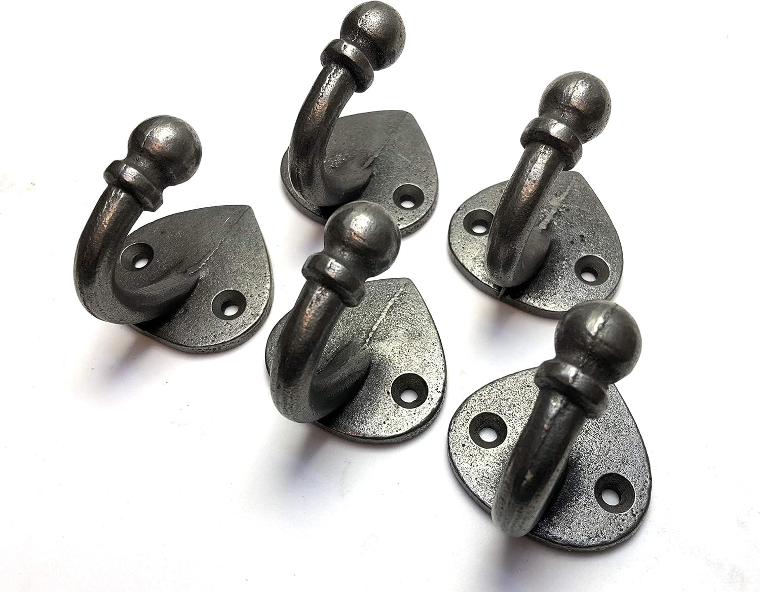 Oakcrafts Pack of 5 Antique Cast Iron Robe Hook 2 Hole 2" / 50mm