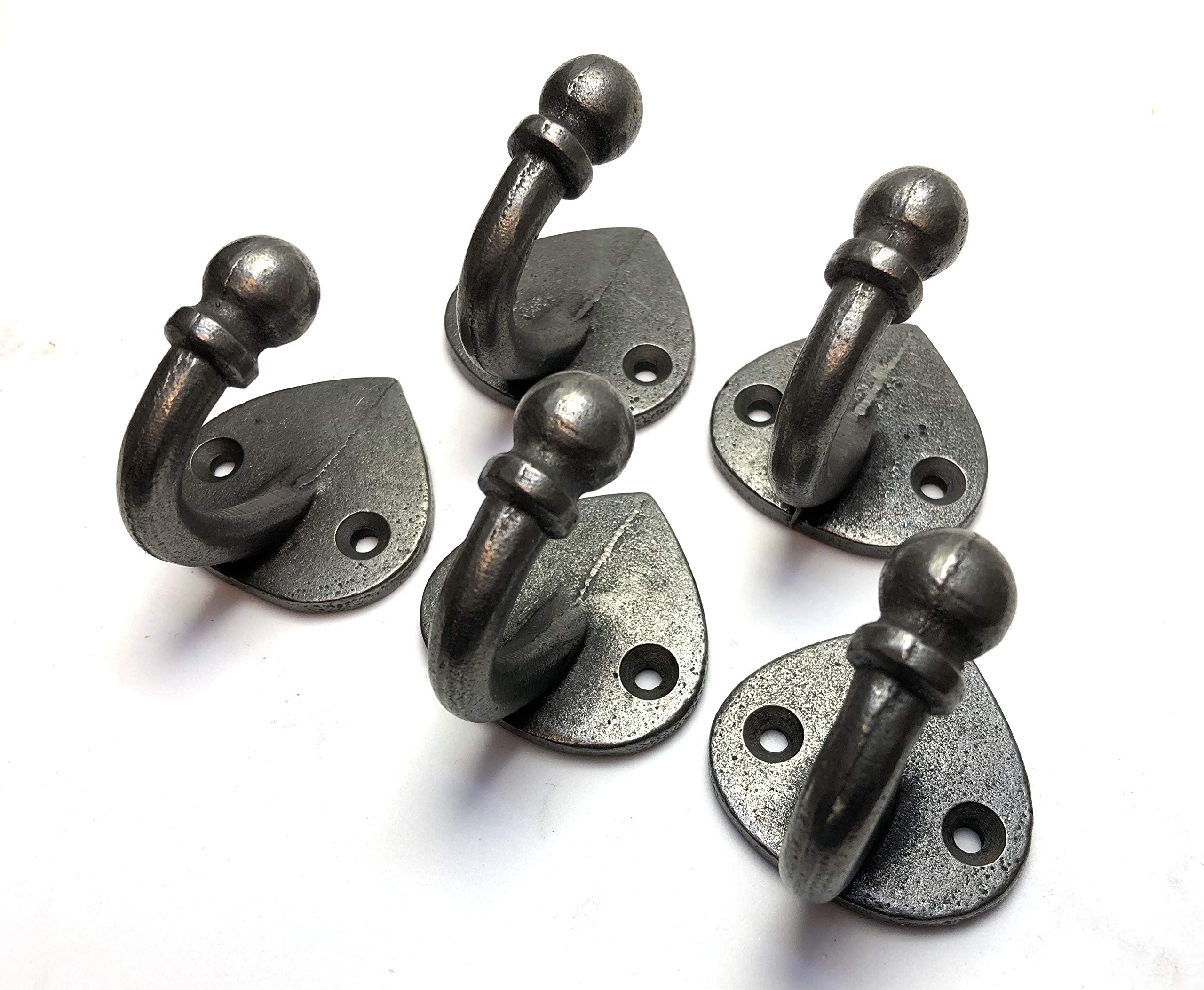 Oakcrafts Antique Cast Iron Robe Hook - Pack Of 5-2 Hole 2" / 50Mm