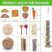 Vista 27 de VESPRO Juguetes de conejo para conejos, juguetes masticables de conejo para dientes, conejito para conejillos de indias, juguetes para masticar