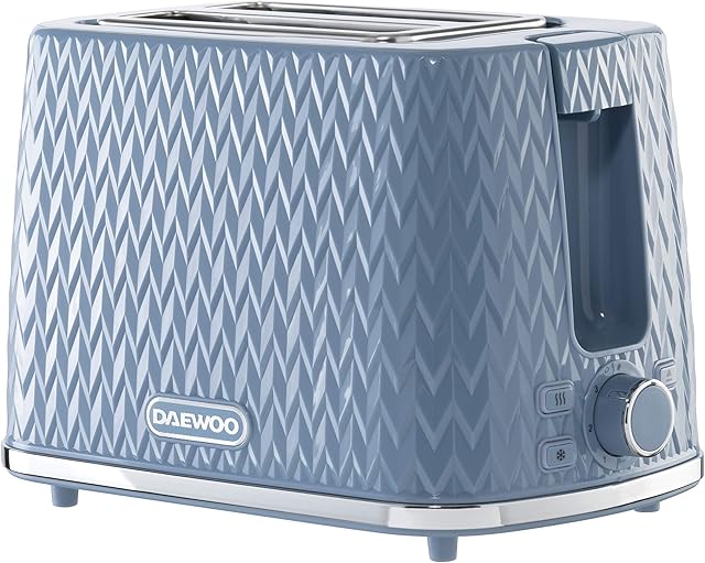 Daewoo Argyle Collection, Toaster 2 Slice With Defrost, Reheat And Browning Control To Use At Your Convenience, While The Removable Crumb Tray Makes Cleaning Quick, Blue