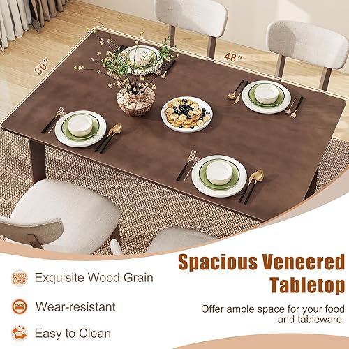 Miniatura 4 de Giantex Mesa de comedor de 48 pulgadas para 4, mesa de cocina rectangular de madera con patas de madera de goma maciza, mesas de comedor modernas de