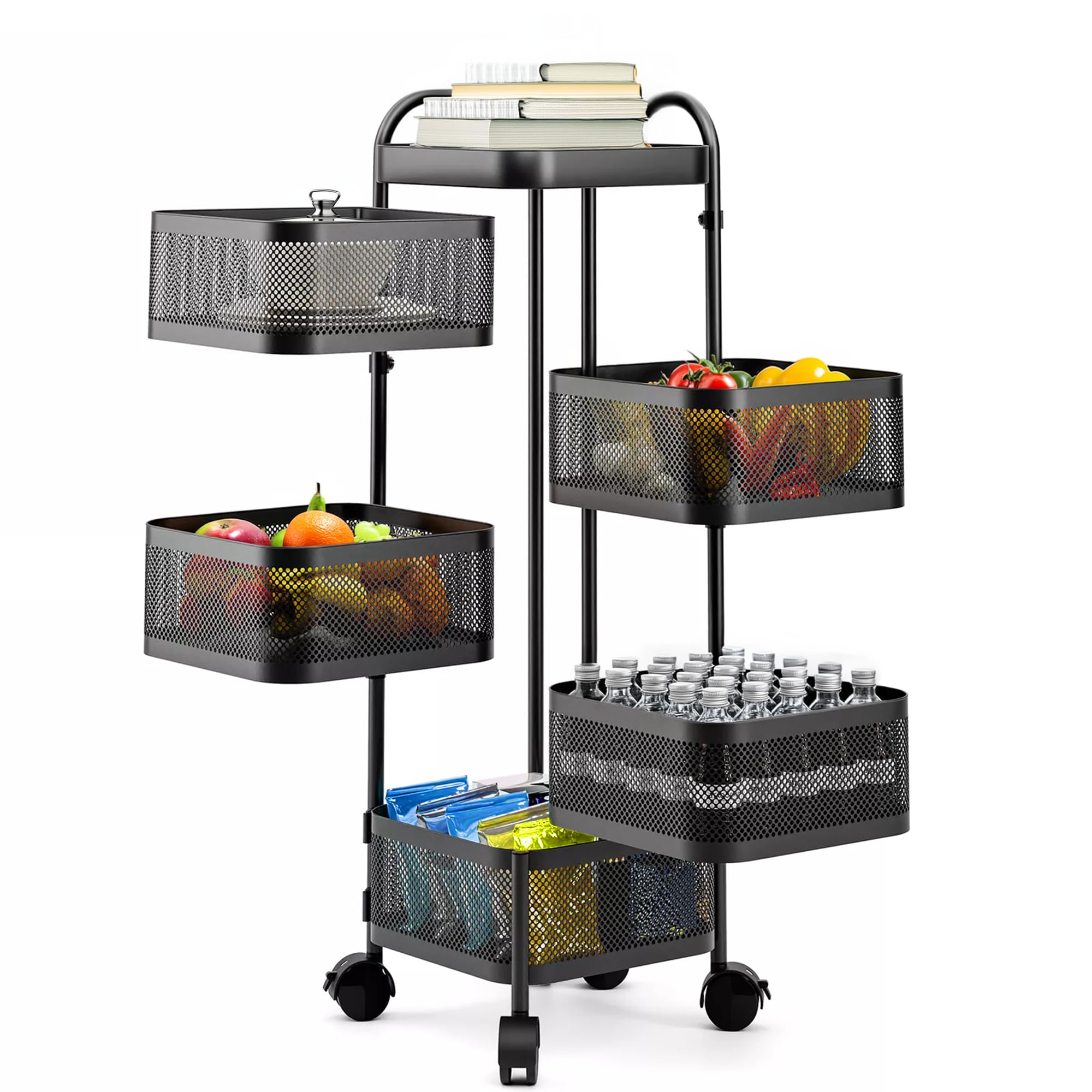 See full amazon price history chart for PRIME PICK Rotating Kitchen Storage Shelf with Handle, Fruit Vegetable Storage Basket, Rolling Storage Cart, Multifunctional Household Shelf for Bedroom, Bathroom, Living Room(Black, 5-Tier Square) PRIME PICK Rotating Kitchen Storage Shelf with Handle, Fruit Vegetable Storage Basket, Rolling Storage Cart, Multifunctional Household Shelf for Bedroom, Bathroom, Living Room(Black, 5-Tier Square) (B0CVL7K7YJ) Amazon Price History, Amazon Price Tracker