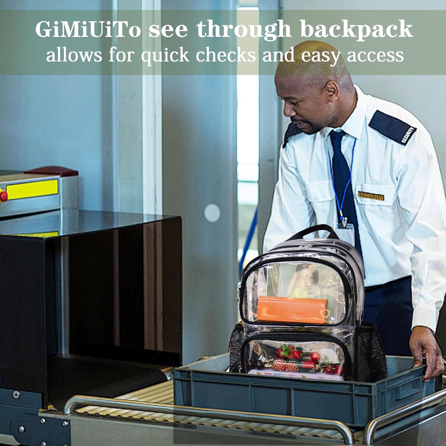 Clear Backpack Heavy Duty,17'' Transparent Bag See Through Backpack for College Work Travel Security,Blue - Image 4