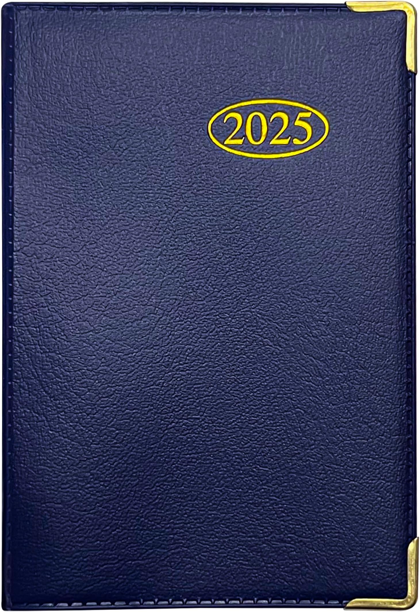 MantraRaj 2025 Week to View PVC Leather Effect Pocket Diary With Metal Corners Compact Planner with Hard Case Cover, Conversion Tables, and Organizational Tools - 12cm x 7cm (Blue)