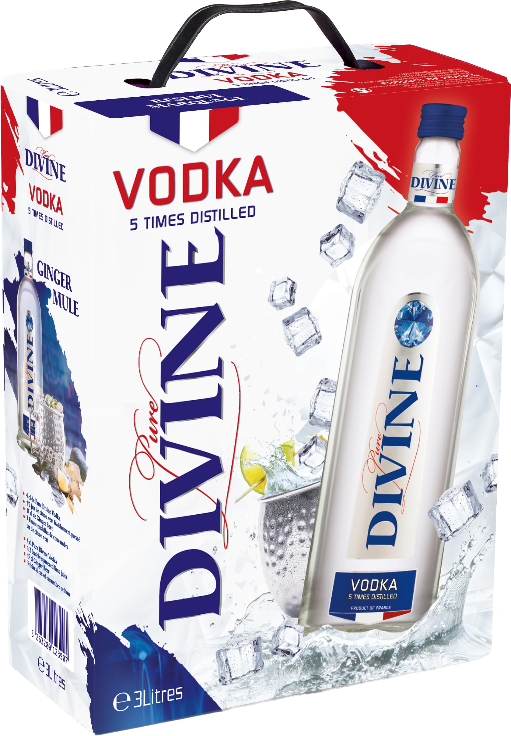 Pure Divine – French Vodka from the Northern Vosges – 37.5% ABV - 3 Liter - Vodka Bag in Box (1 x 3 l)