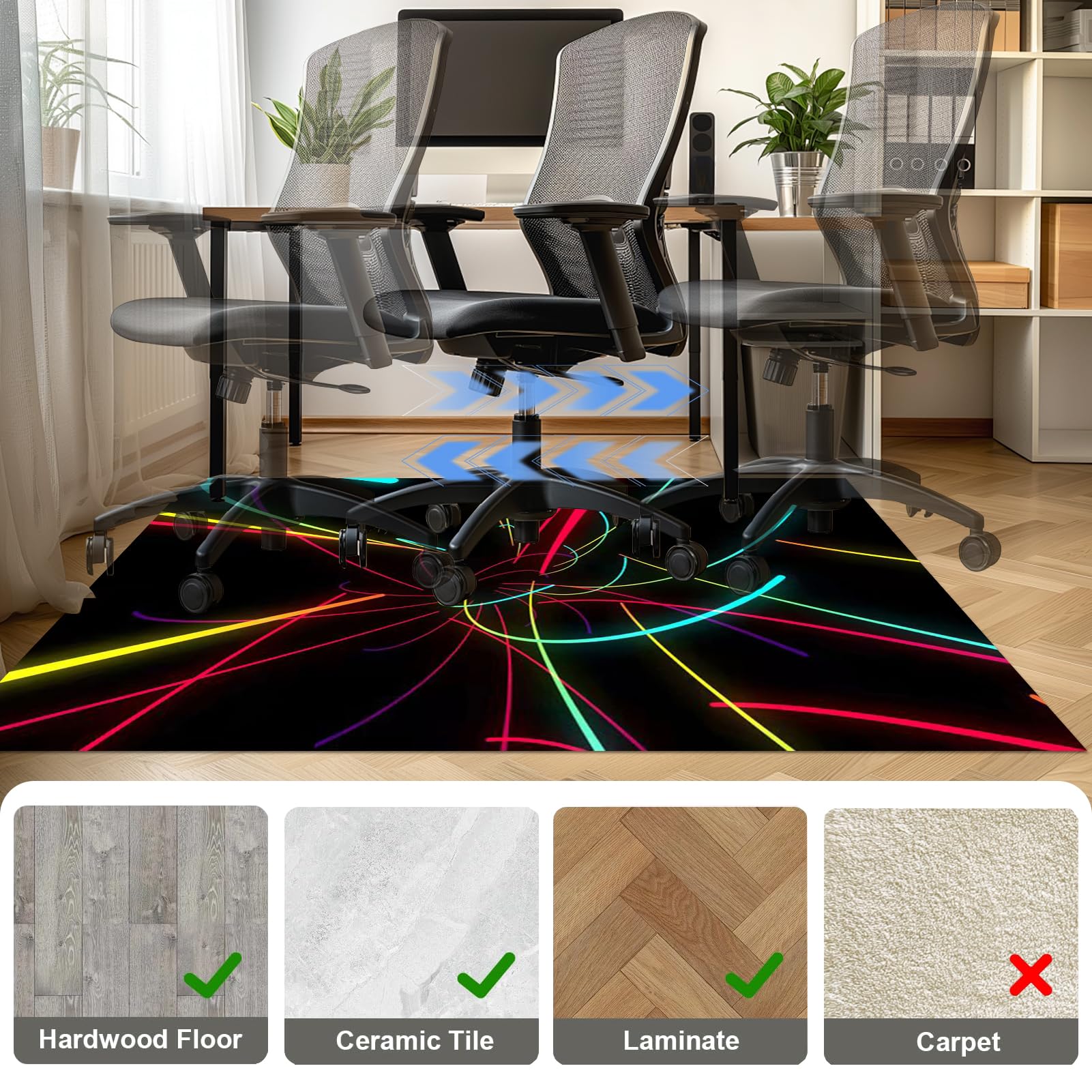 Tappeto Sedia Gaming Tappetino per Sedia da Ufficio 160 x 200 cm