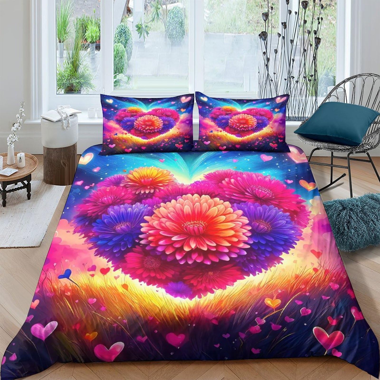 Parure de lit 3 pièces microfibre avec fermeture éclair 200x200 cm