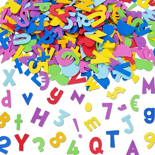 Miniatura 3 de AnyDesign 680 calcomanías coloridas de espuma de letras y números, autoadhesivas, calcomanías decorativas para manualidades, tarjetas de