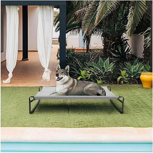 Miniatura 6 de Elevated Dog Bed, X-Large Cooling Cot for Large Dogs, Raised Pet Bed with Washable Mesh, Outdoor Indoor Use, Heavy Duty Steel Frame, Beige Coffee