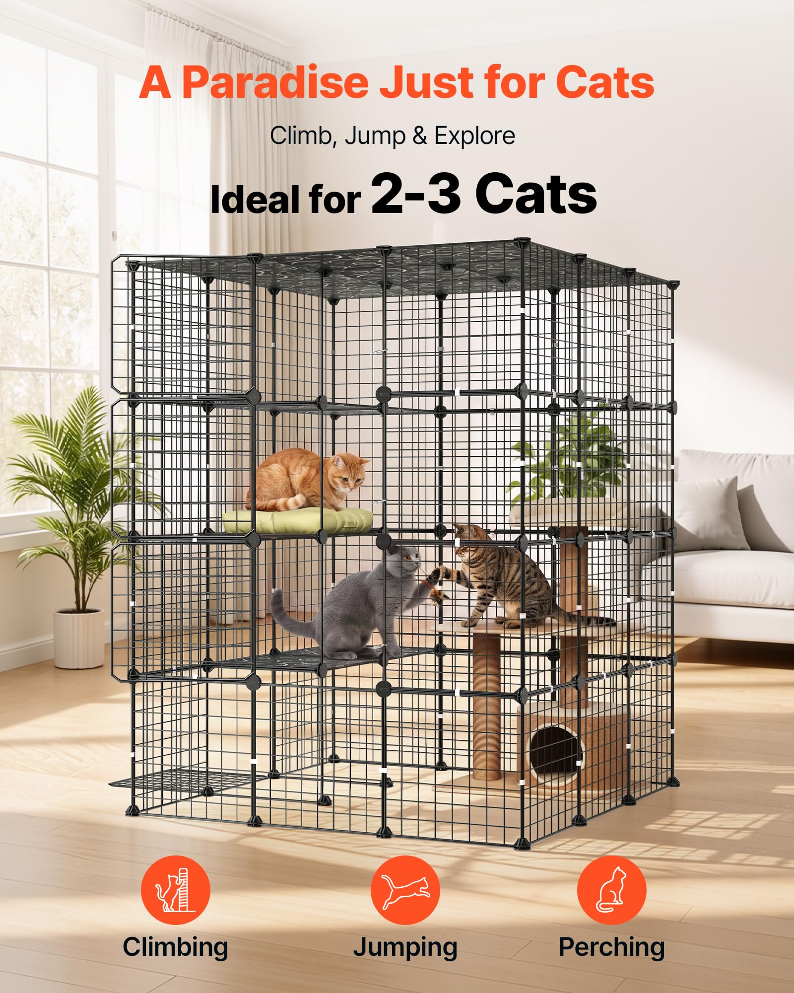 VEVOR Katzenkäfig Katzengehege 4-Stock Katzenauslauf 104,1x104,1x139,7cm