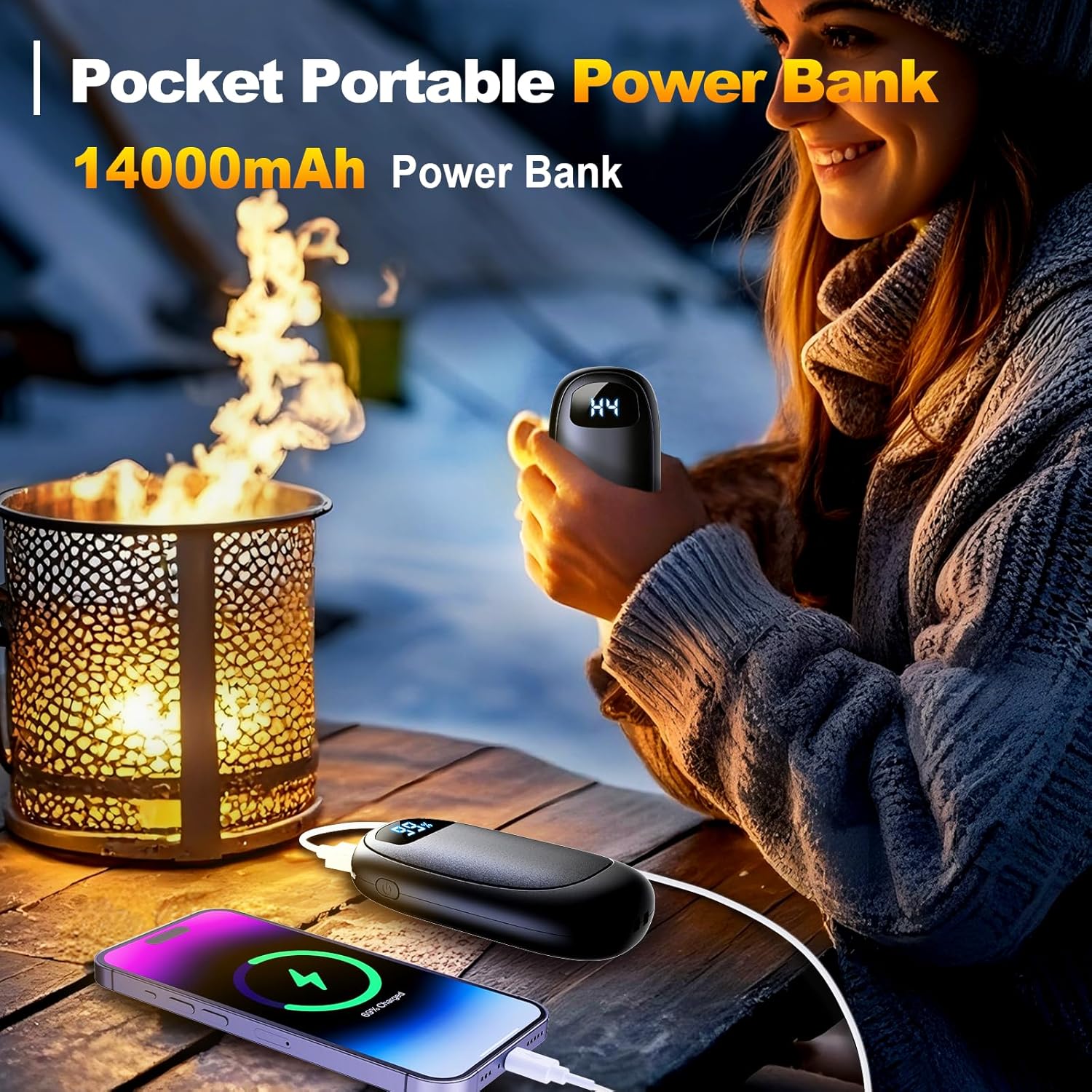 Hand Warmers Rechargeable - Electric Hand warmer, Max 20 Hrs Warmth 4 Levels Heat Up to 131℉, Dual-side Heating Portable Reusable Pocket Heater 2 Pack for Raynauds, Hunting, Camping, Golf - Image 4