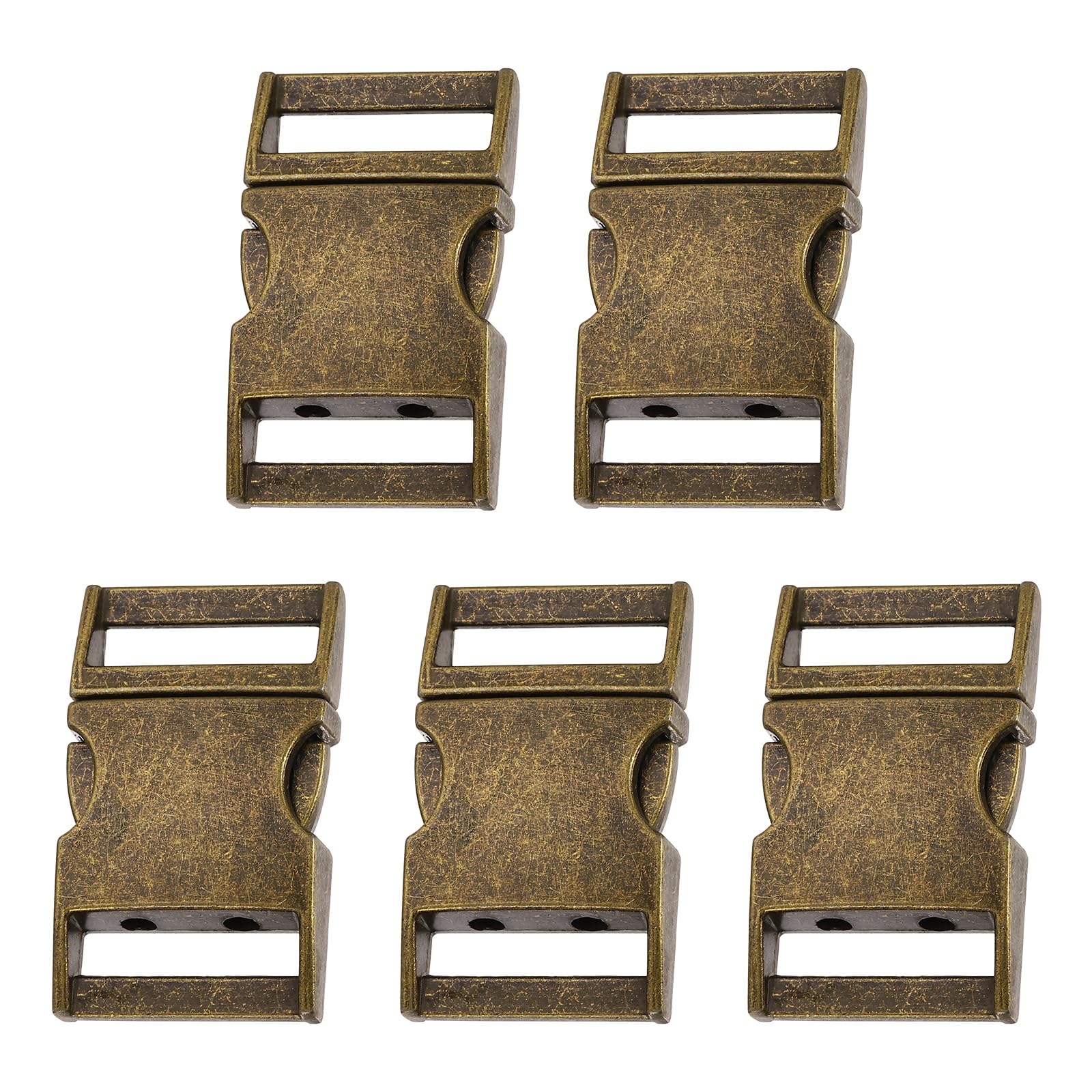 sourcing map 5pcs Metal Quick Side Release Buckles 1-1/4"(31.6mm) Zinc Adjustable Quick Release Buckle Replacement Snaps Clips Clasps for Backpack Straps Fanny Pack Dog Collars, Bronze