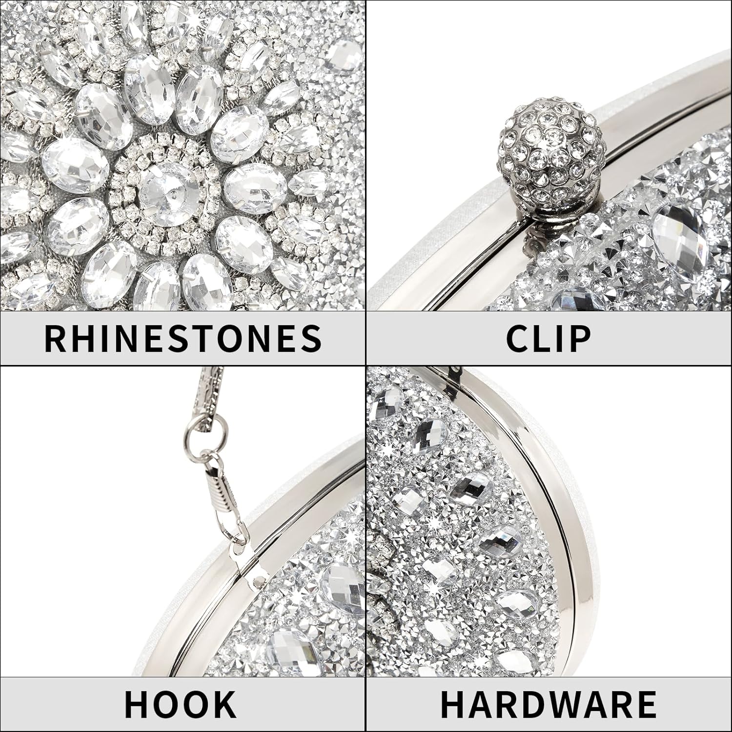 Women's Evening Bags Sparkly Rhinestone Clutch Purses Luxury Handbags | Sparkly, Rhinestone, Luxury, Sparkly, Rhinestone, Luxury - Image 6