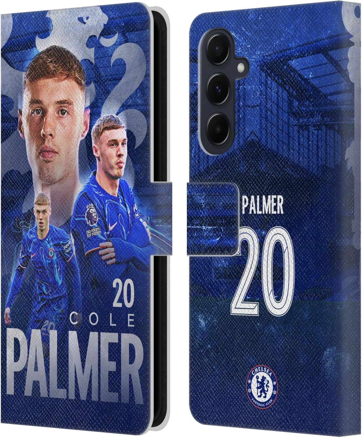 Head Case Designs Officially Licensed Chelsea Football Club Cole Palmer 2024/25 First Team Leather Flip Case Compatible with Samsung Galaxy A55 5G