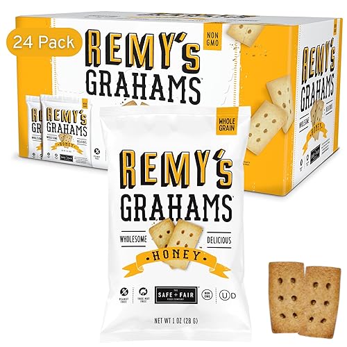 Miniatura 4 de Safe + Fair Remy's Cinnamon Grahams 24 unidades – Snacks saludables integrales – Golosinas integrales de tamaño bocado – Bolsas de una sola porción