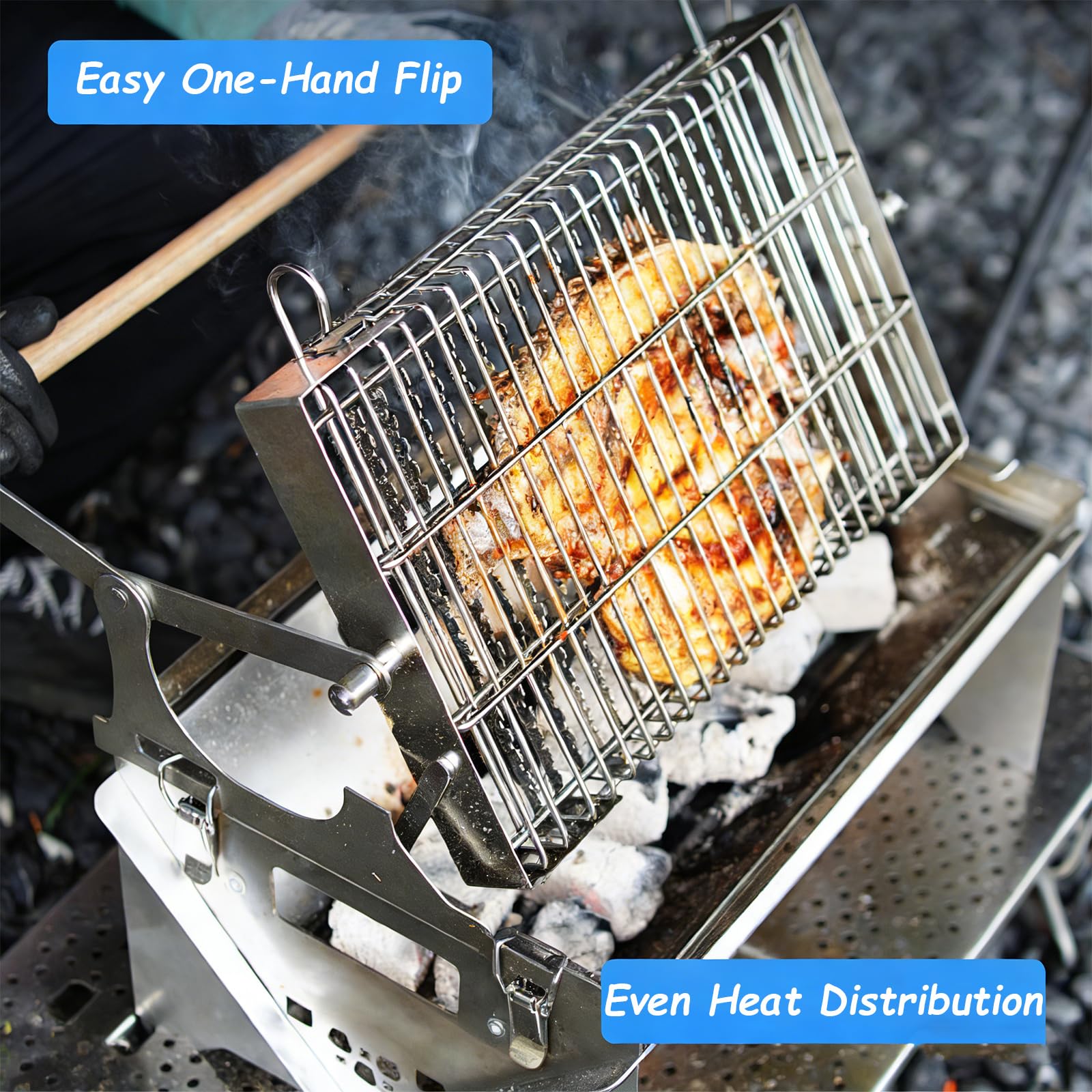 Grill WęGlowy,Grill WęGlowy BBQ,Obrotowy O 360°,Z RęCznym Mechanizmem Obracania,Ruszt Ze Stali Nierdzewnej,Regulowana Taca,Idealny Na Kemping,Piknik Oraz PrzyjęCia W Ogrodzie I Tarasie(39.5*28*39cm,St
