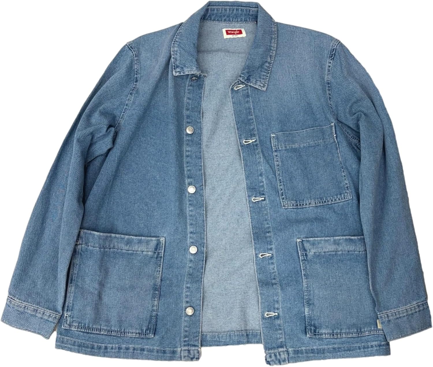 Wrangler Mens Blue Denim Utility Chore Jacket Shirt Large