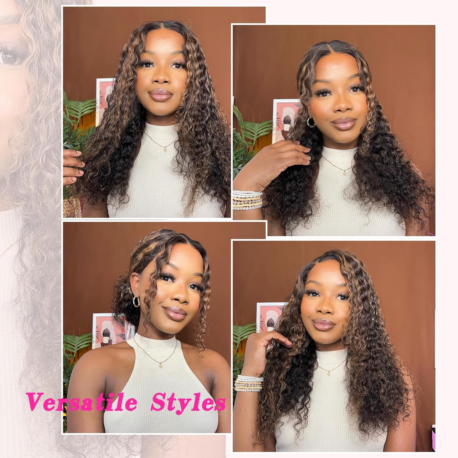 Super idol Omber Highlight Deep Wave Lace Front Wigs Human Hair Brazilian Lace Closure Wigs 4×4 Ombre Human Hair Wig P1B/30 Free Part Human Hair Wig for Black Women (26 Inch, 1B/30 Highlight Wig)