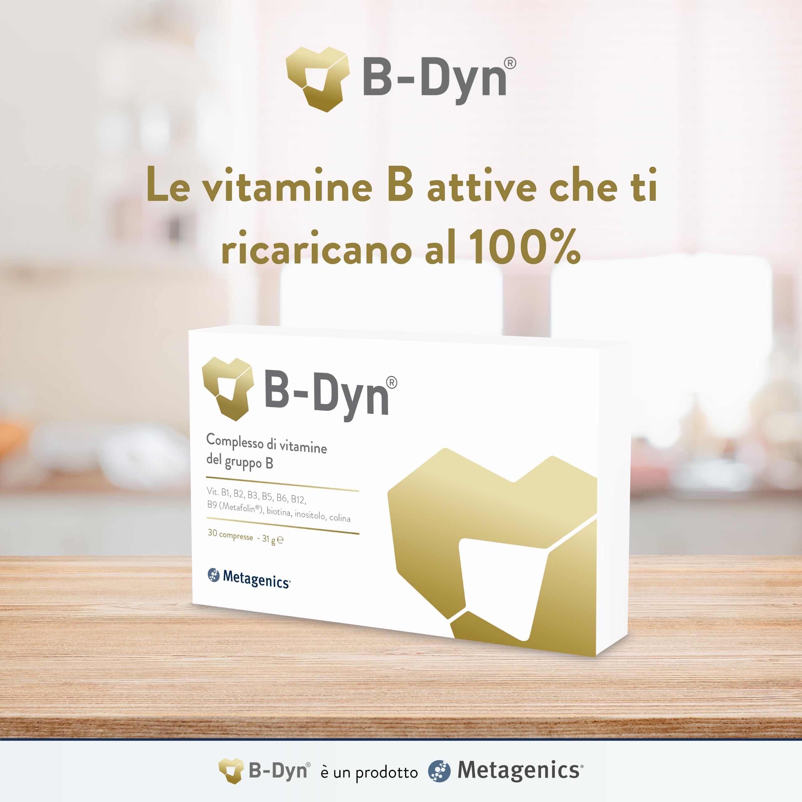 Metagenics B-Dyn - Sostiene il Sistema Nervoso, il Metabolismo dell'Omocisteina - Aiuta in Caso di Stanchezza - 30 Compresse