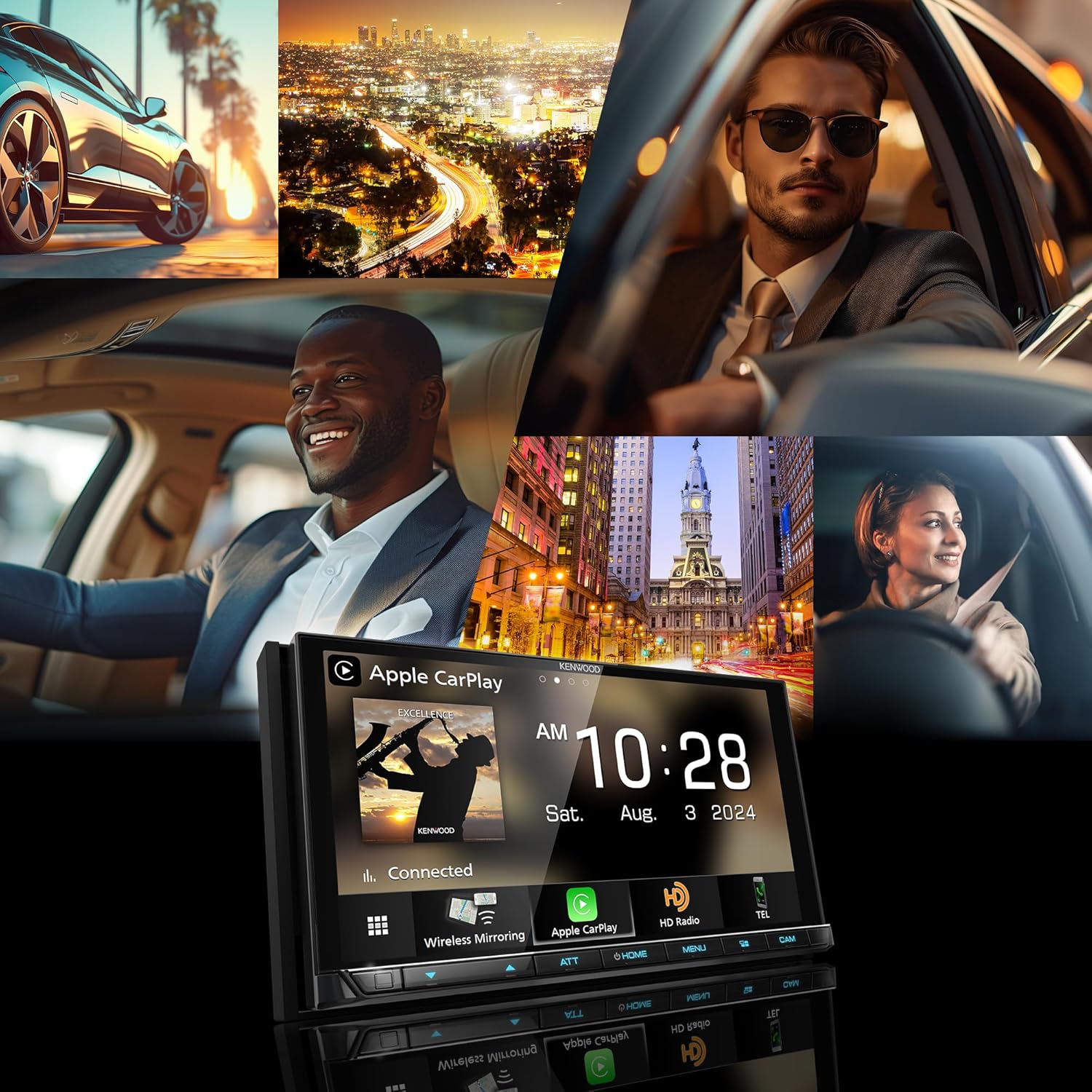 KENWOOD DMX958XR EXCELON Reference 6.8" Full HD Capacitive Touchscreen Car Stereo Receiver, Wireless Apple Carplay/Android Auto, Bluetooth, AM/FM HD Radio, MP3 Player, USB Port, Double DIN, SiriusXM