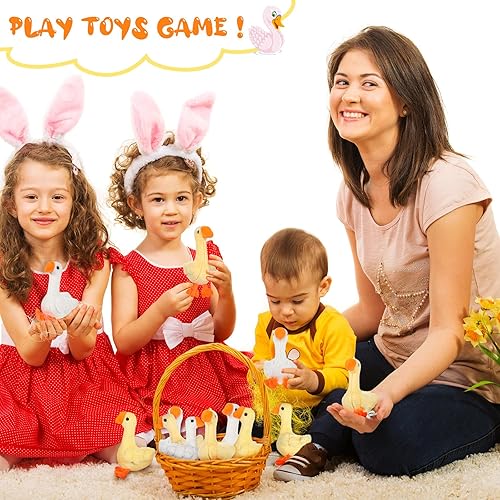 Miniatura 4 de Civaner 6 piezas de peluche de ganso de 6.3 pulgadas, regalos de fiesta de ganso de peluche blanco amarillo claro, juguete suave para regalos de