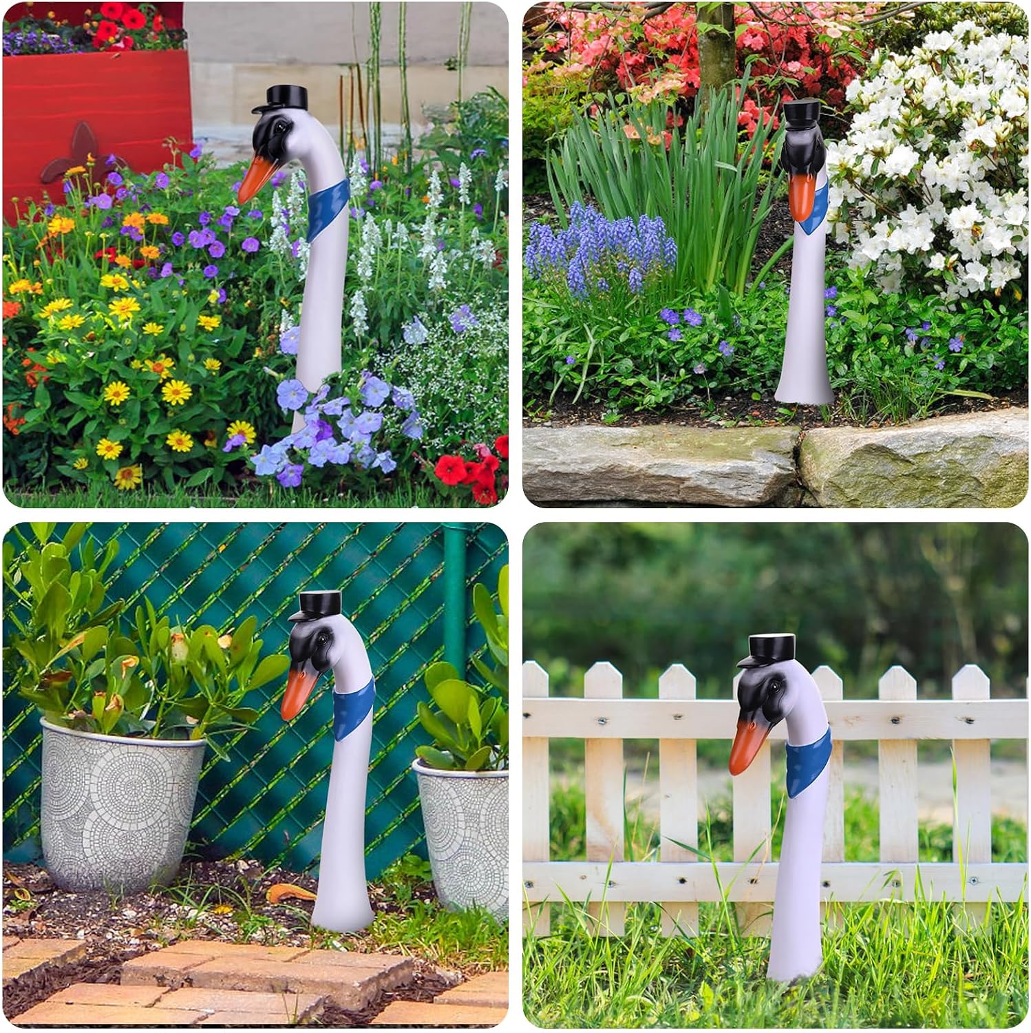 Garden Goose Stake, Porch Goose Decor 16 inch Resin Goose Head Statue, Home House Ornaments Outdoor Lawn Yard Decor Gifts for Women Mom, 1 Piece
