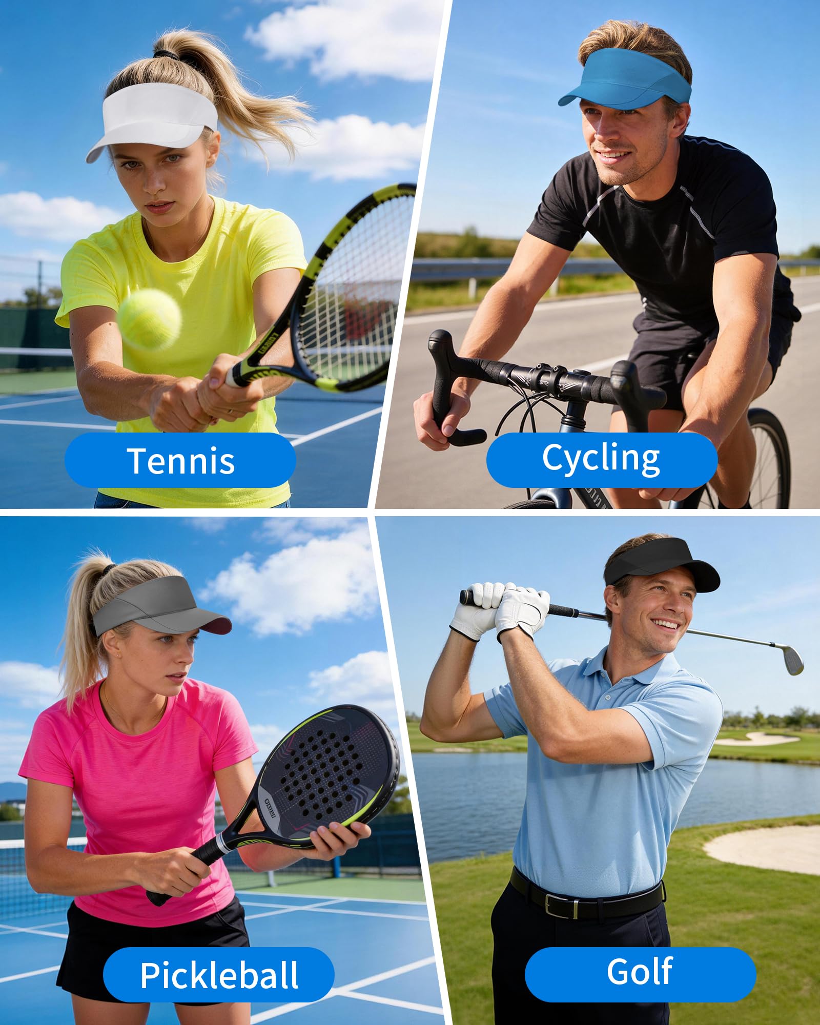 Taximi Sports Sun Visor Hats for Women Men, Adjustable Breathable Cooling Athletic Visors for Tennis Golf Running Pickleball — view 6