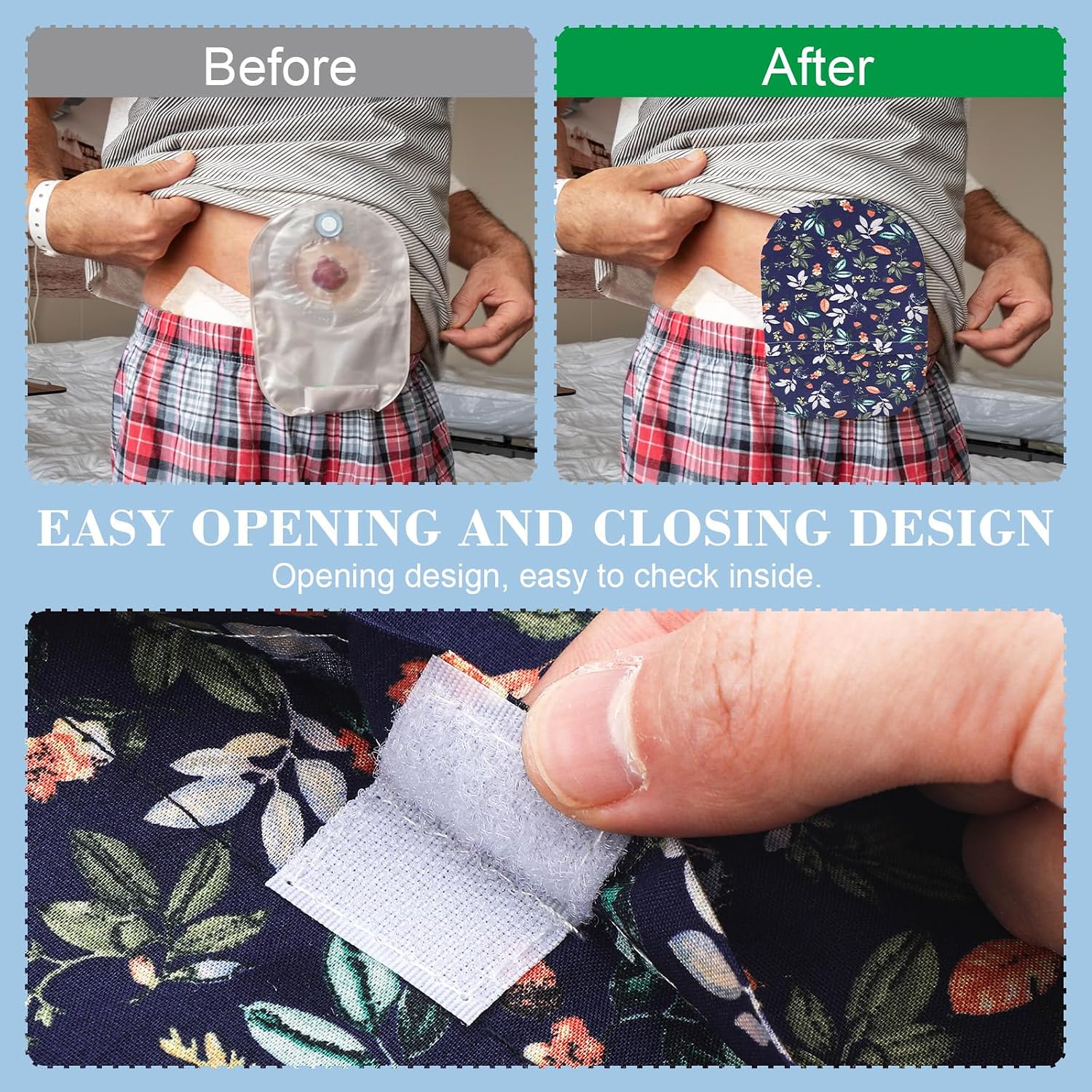 8 Pieces Ostomy Bag Cover Washable Pouch Liner for Women Men Lightweight Pouch Protective Bags with Round Opening Care Protector Shower Wraps Cover Odor Reducing