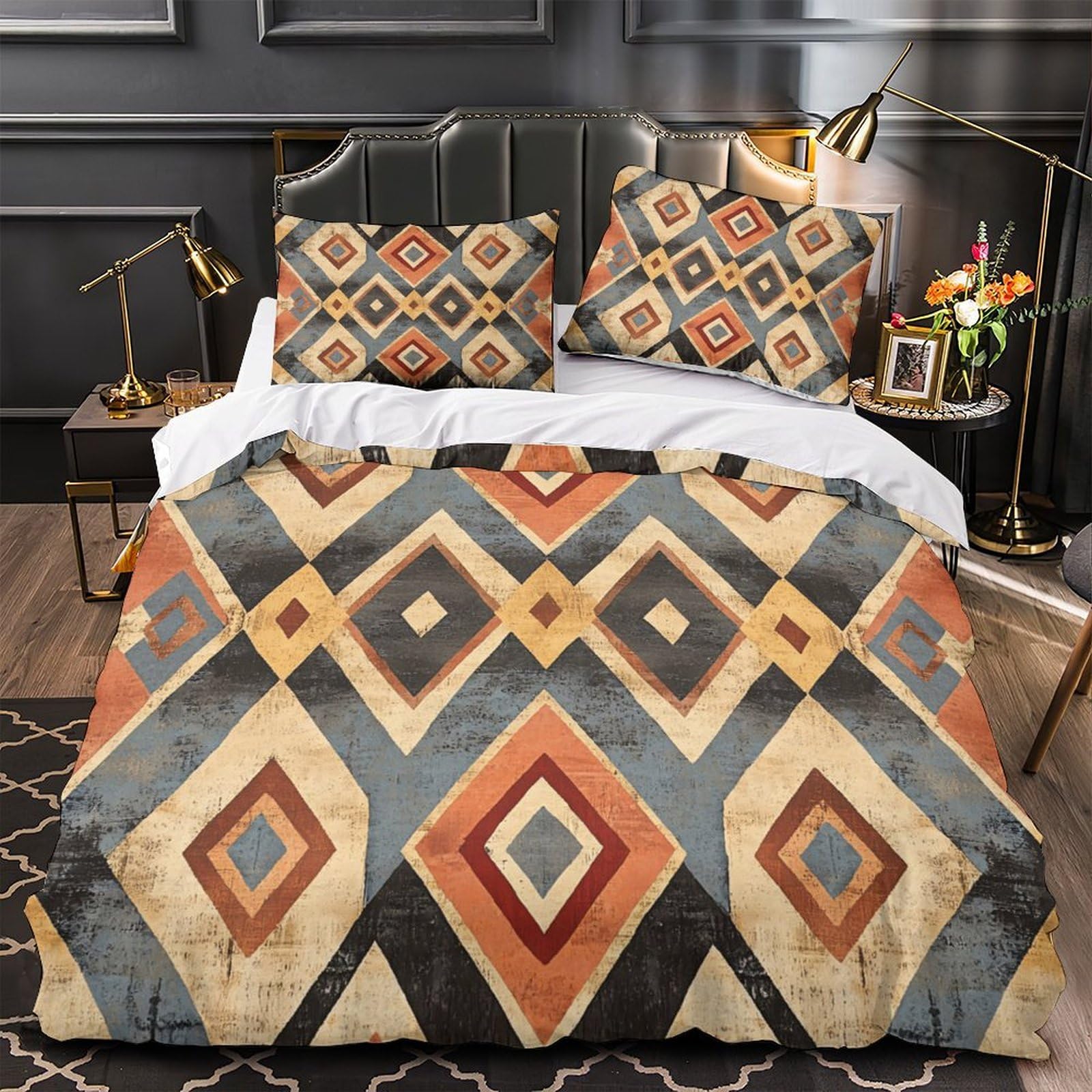 Housse de couette microfibre hypoallergénique et respirante tribal