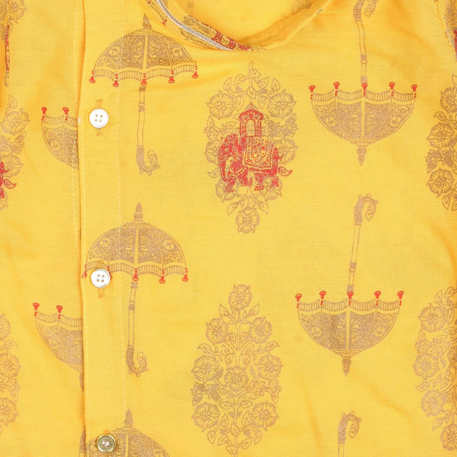 Superminis Boy's Golden Foil Printed Side Open Cotton Kurta, Round Collar, Full Sleeves With Cream Color Dhoti, Kurta Set - Image 6