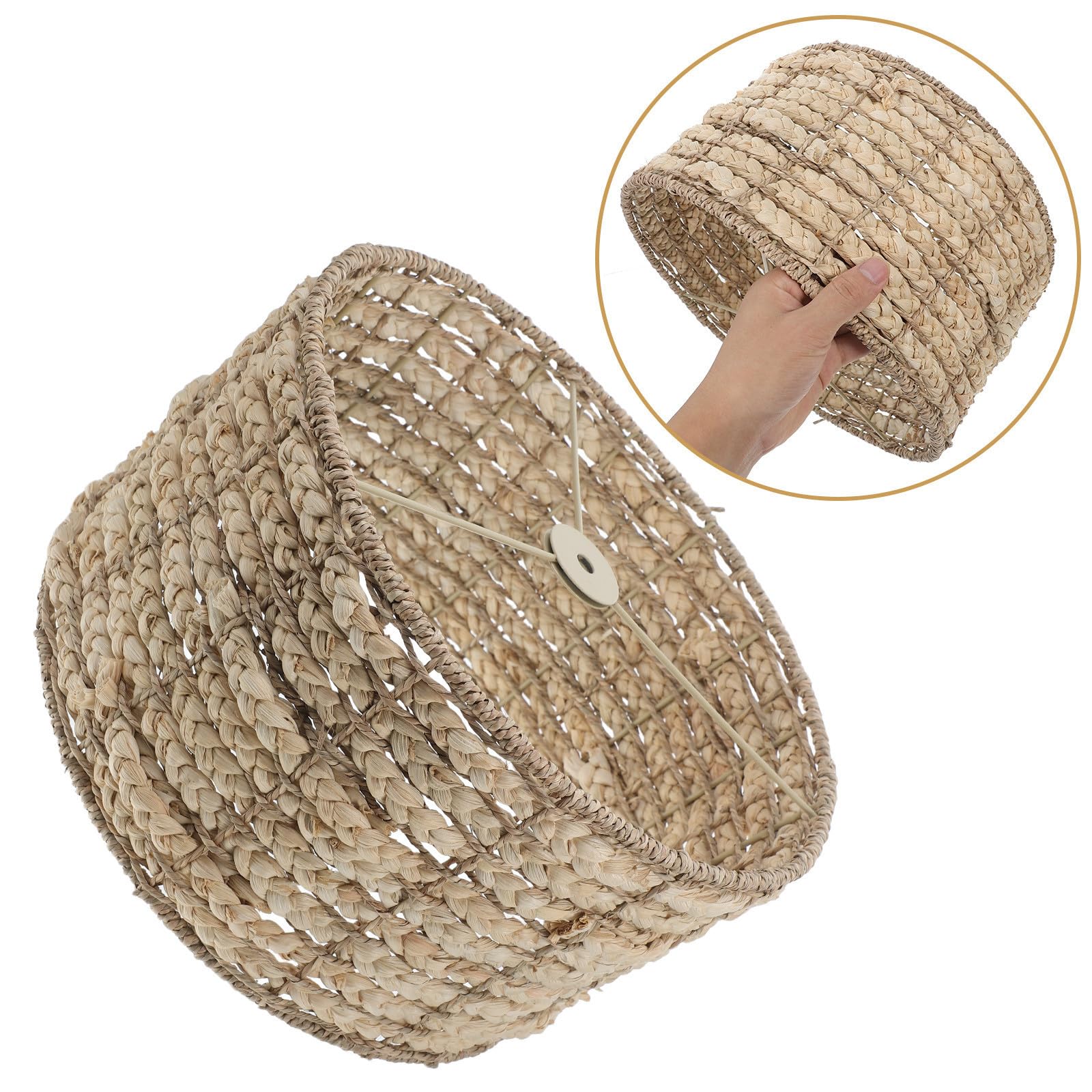 Paralume in Alga Marina e Ferro, Beige, Luce Soffusa, Stile Rustico Naturale, per Casa e Soggiorno, per Lampada a Sospensione e Decorazione Sala da Pranzo