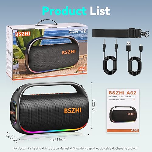 Miniatura 7 de Altavoz Bluetooth de 80 W (pico de 120 W), altavoces Bluetooth portátiles IPX6 impermeables TWS inalámbricos para exteriores, fiestas, viajes y