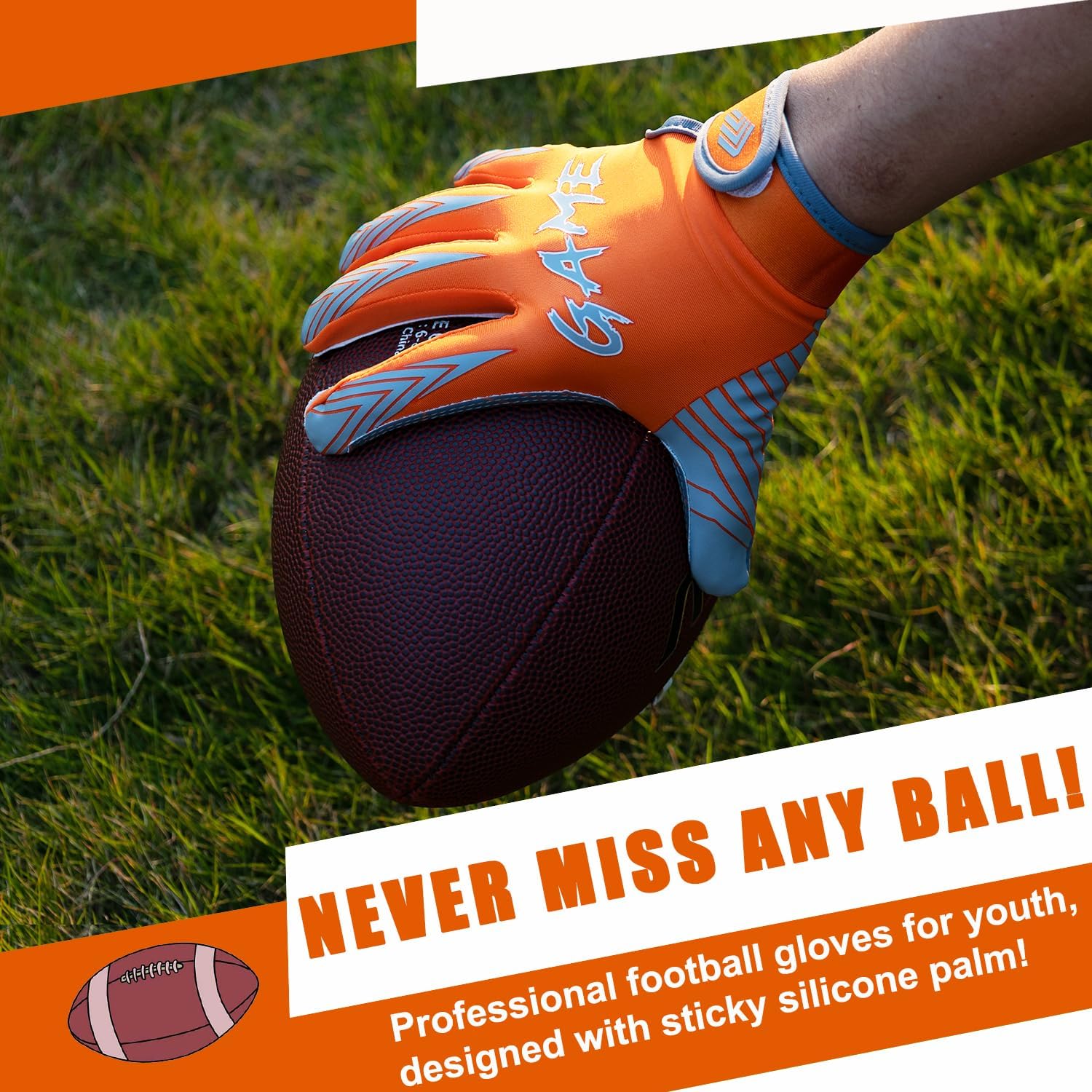 Football Gloves for Youth Kids, Non-Slip Breathable Receiver Gloves for Teens, School Training - Image 3