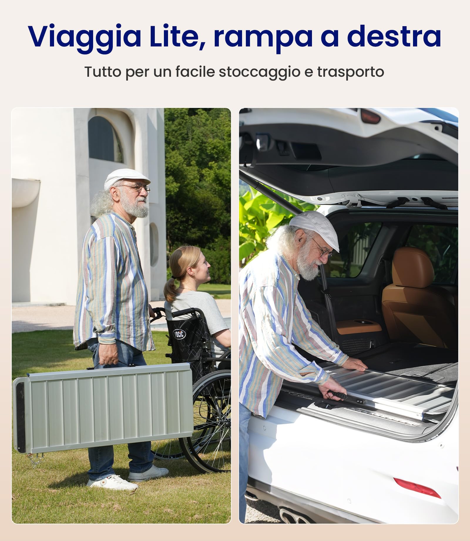 VOCIC CP32 - Rampa pieghevole per sedia a rotelle, 90 cm, per scale | Rampa in alluminio resistente fino a 300 kg, per sedia a rotelle, 76 cm, extra larga, leggera, adatta per casa e auto