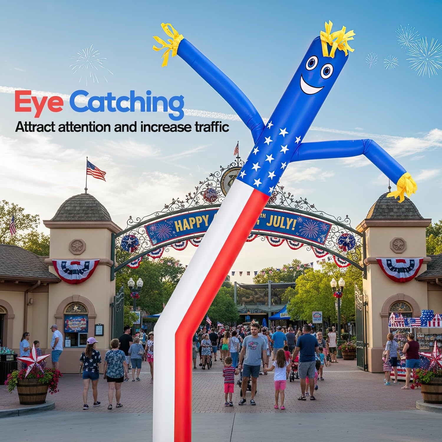 20ft American Flag Air Tube Dancer Inflatable Waving Tube Man - Eye-Catching Replacement Wacky Waving Dancing Guy Perfect for Any Events, Dancer ONLY - Excludes Air Blower
