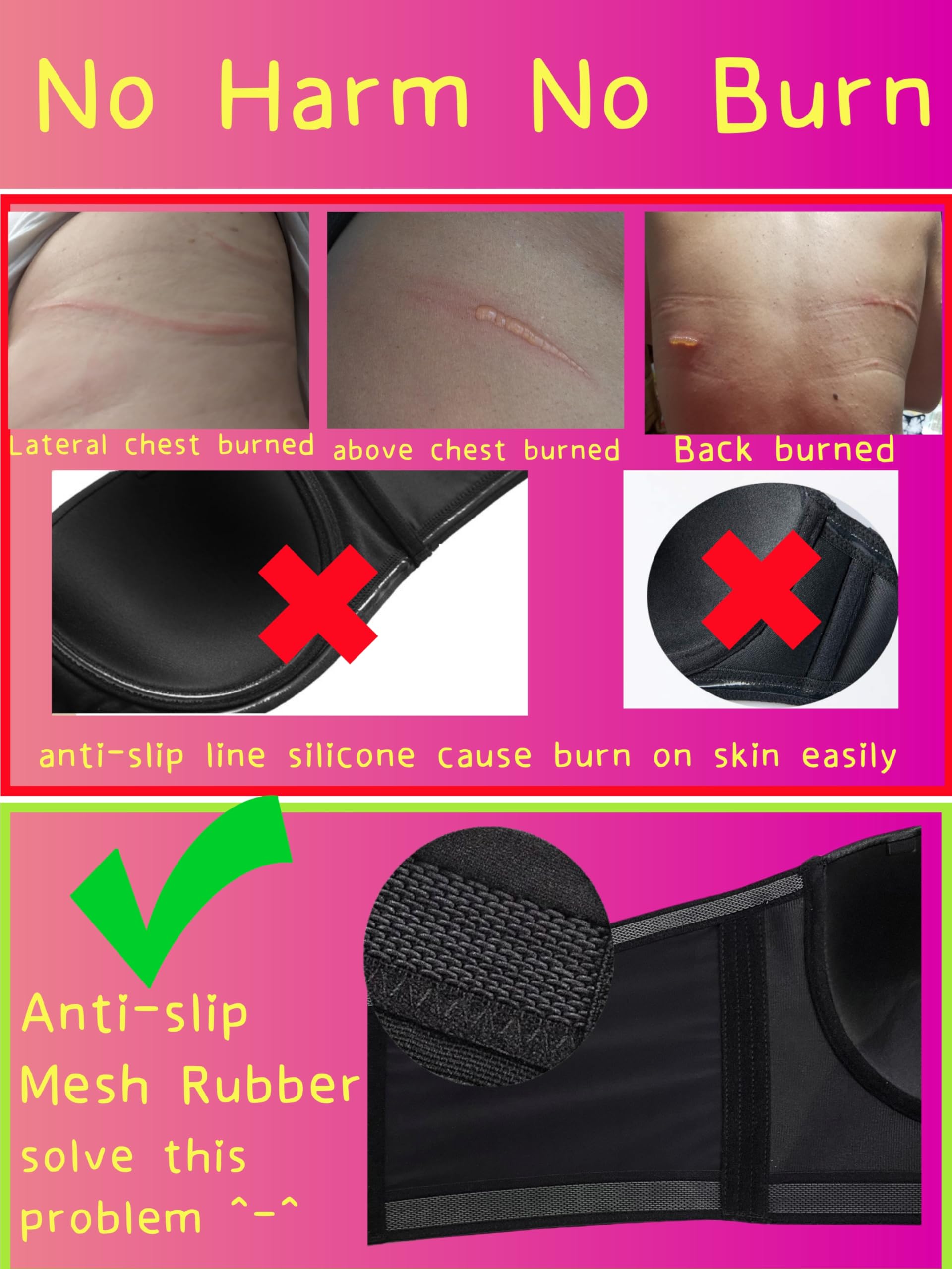 Women Longline Strapless Bra Back Smoothing Support with Clear Straps for Big Bust Fat, No Move on Wedding Party C/D/DD/DDD: 42DDD Red