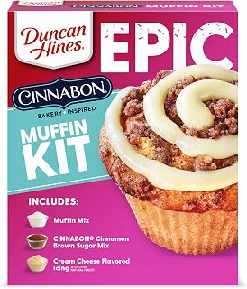 Duncan Hines Epic Cinnabon Bakery-Inspired Muffin Kit with Cinnamon Sugar Filling & Cream Cheese Icing, 32.34 oz