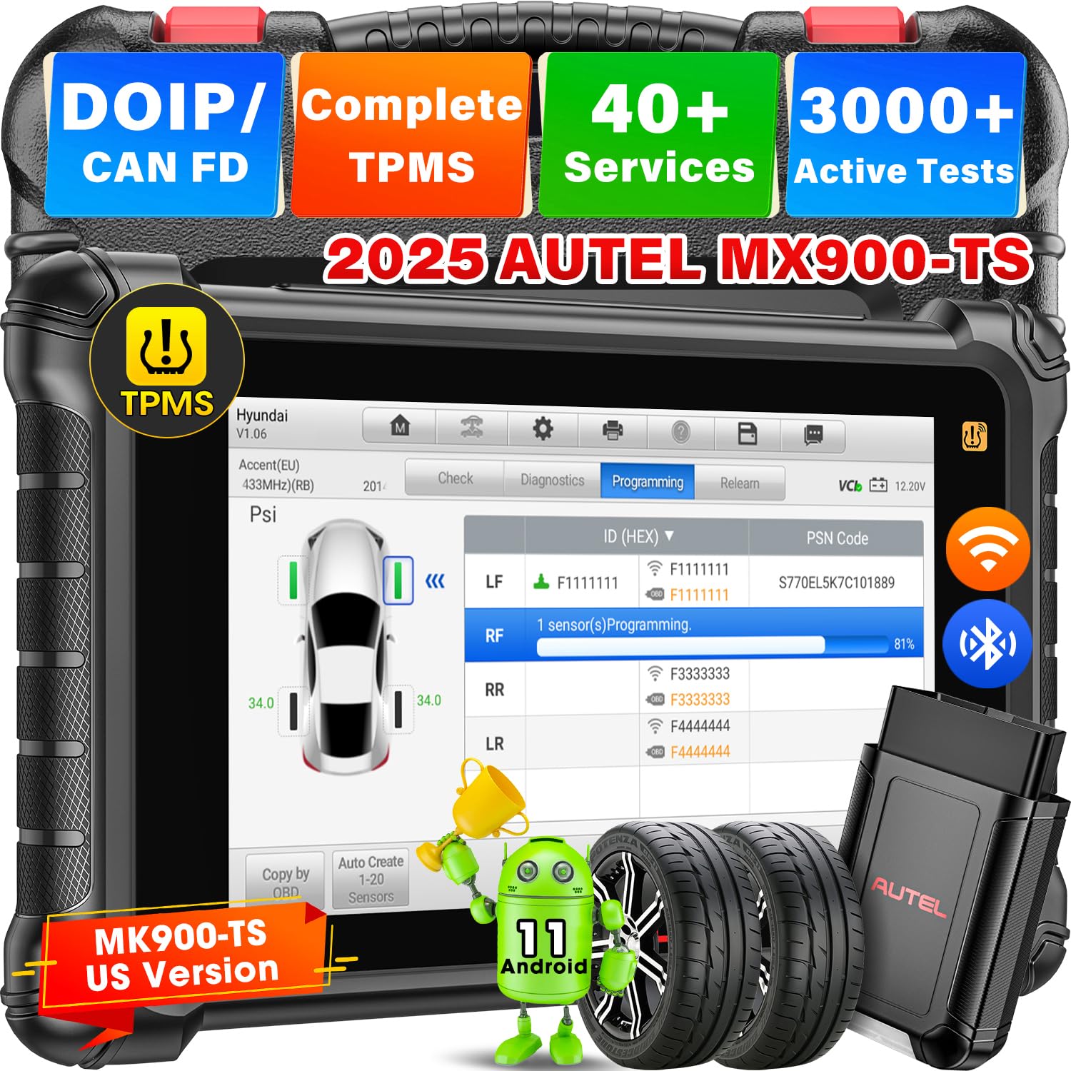 Autel Scanner MaxiCheck MX900TS: 2025 MX900-TS US Ver of MK900TS TS900, 8in Up of MS906TS MK808S-TS MK900BT MK900 MX900 w/Full TPMS as MP900TS, 40+ Services, 3K+ Bidirectional Scan Tool, CANFD DOIP