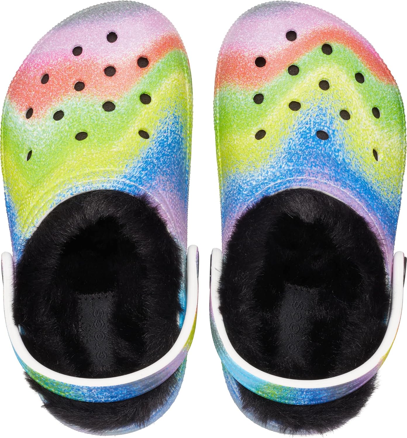 Crocs Unisex-Child Classic Tie Dye Lined Clogs | Kids' Slippers, White/Multi Spray Dye, 5 Toddler