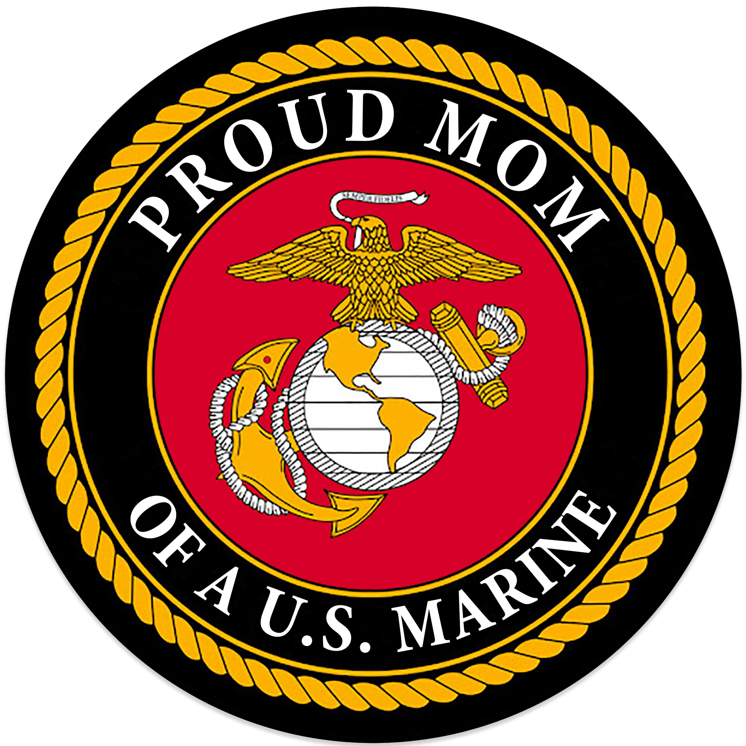 Magnetic Round Proud MOM of a Marine Magnet (Marine Corps Logo Son Daughter Outdoor Use for Car Truck or Van (3 inch) USMC Licensed