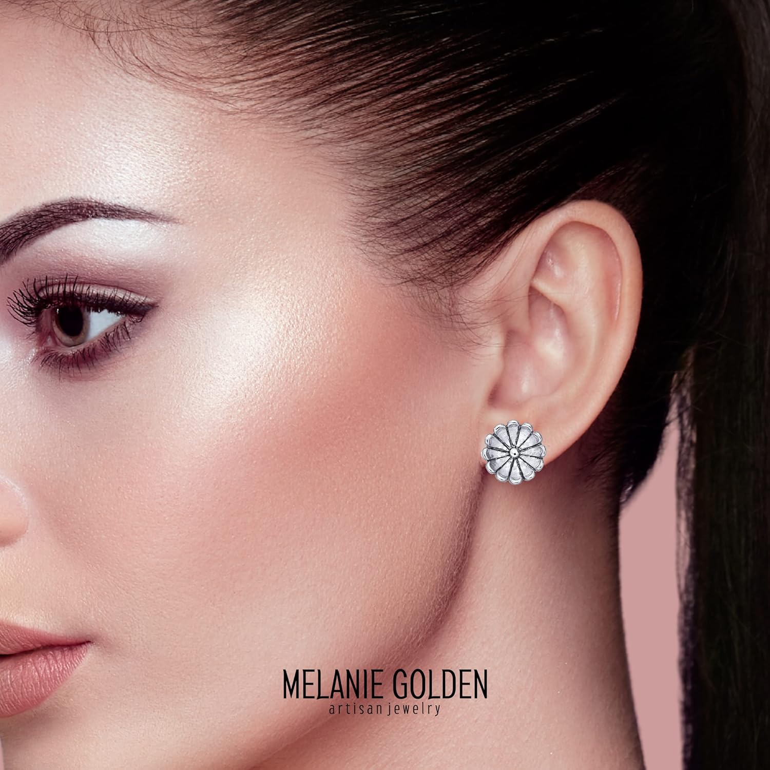 Flower Stud Earrings | Big Sterling Silver Bohemian Boho Style Floral Daisy Post Earrings For Women And Girls