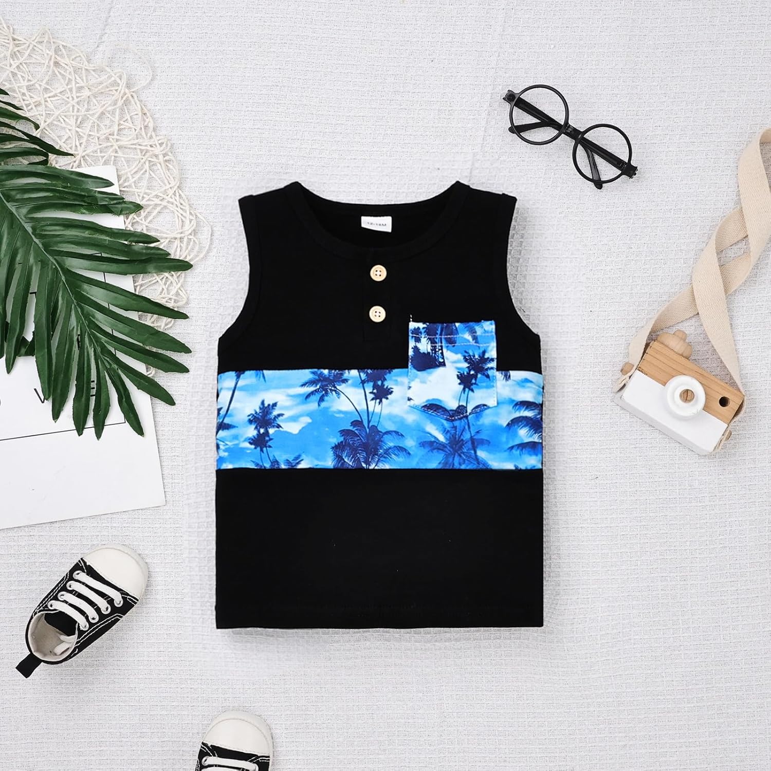 Baby Clothes Toddler Boy Summer Tropical Beach Outfits Sleeveless Tank Tops & Pocket Pant set 12 Months-4 Years old - Image 9