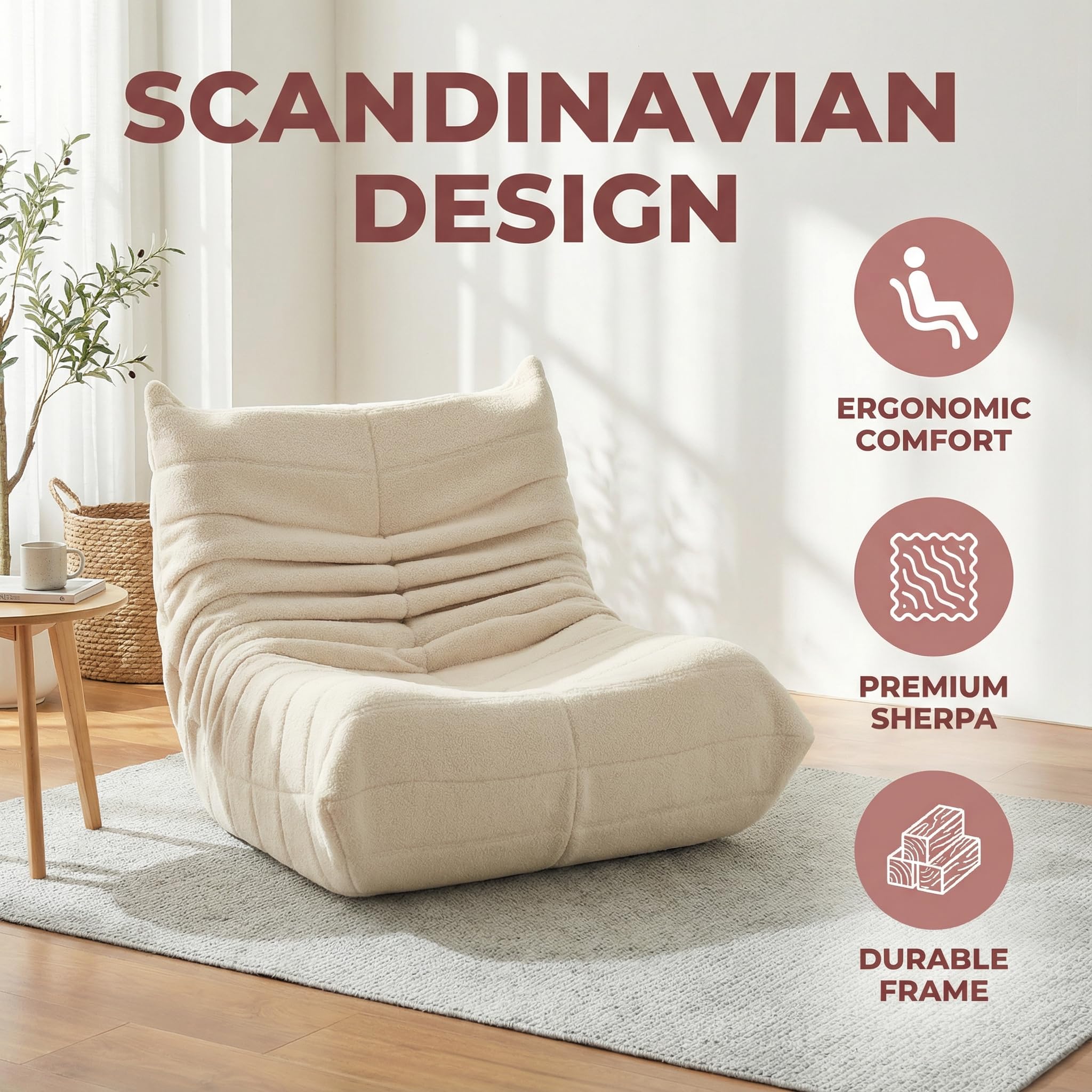 KeepGoon Chaise de sol pliable - Canapé paresseux - Chaise de méditation - Pouf - Canapé de sol - Fauteuil de relaxation - Coussin thaï pour les loisirs, la méditation pour la maison ou le bureau -